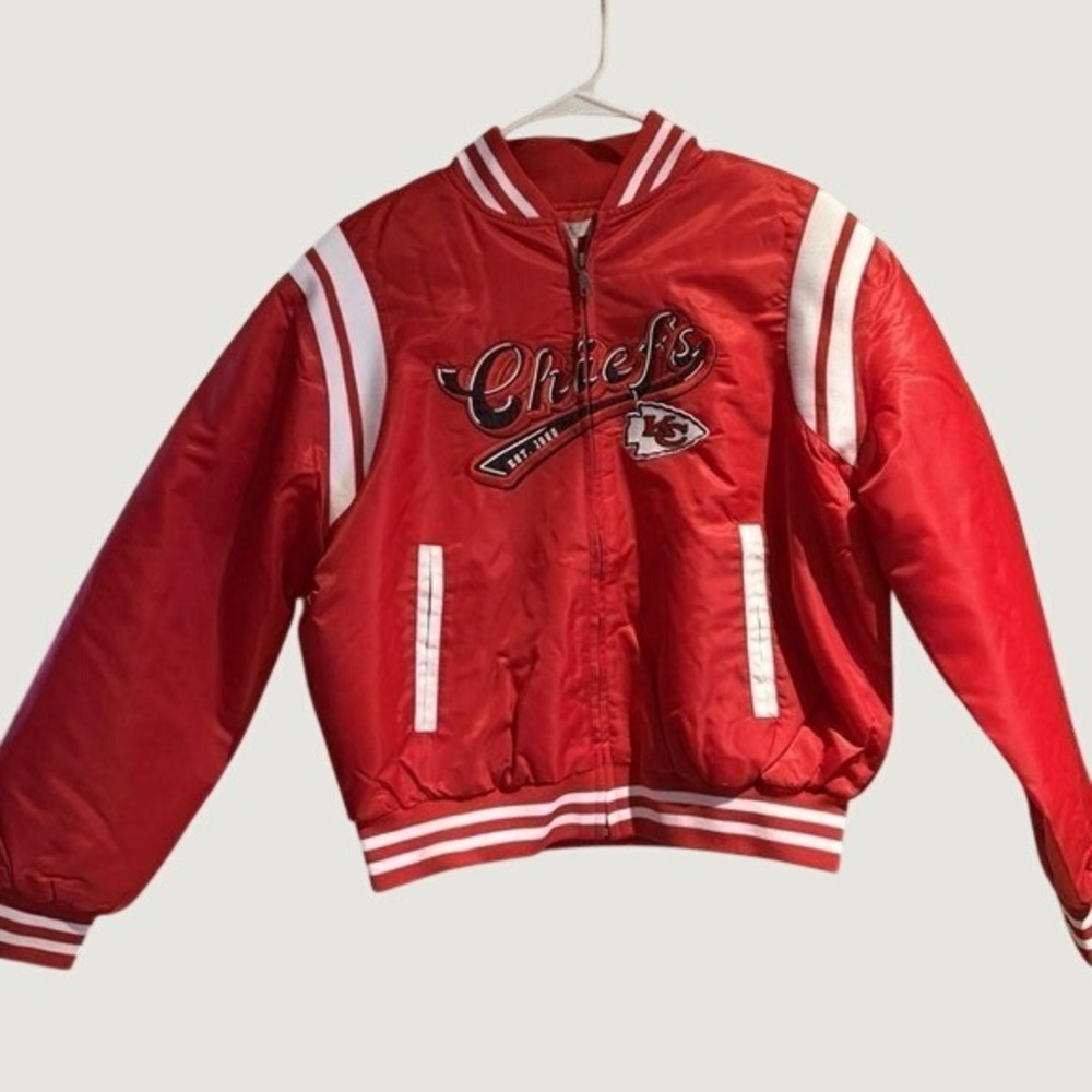 WEAR by Erin Andrews Kansas City Chiefs Jacket M NFL Satin Bomber Red New